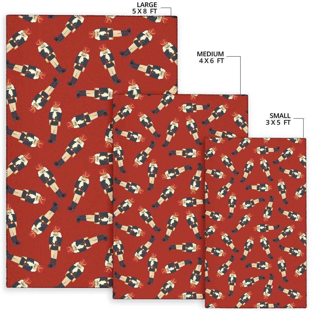 Nutcracker Red Pattern Print Floor Mat-grizzshop