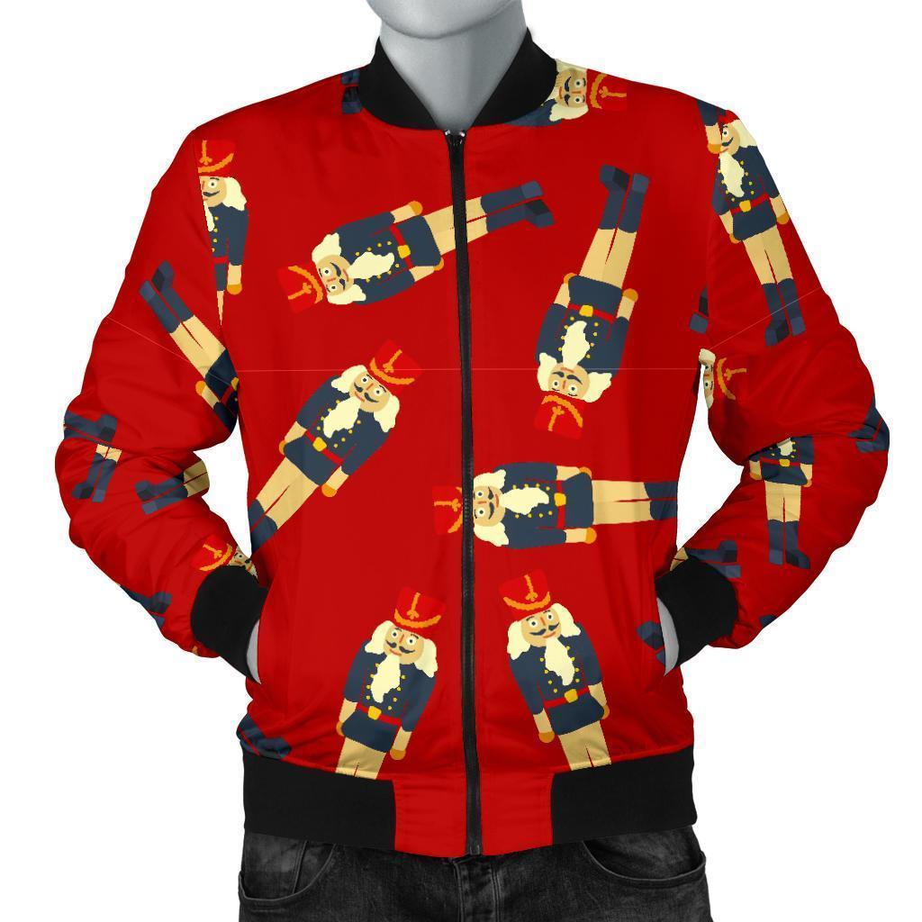 Nutcracker Red Pattern Print Men's Bomber Jacket-grizzshop