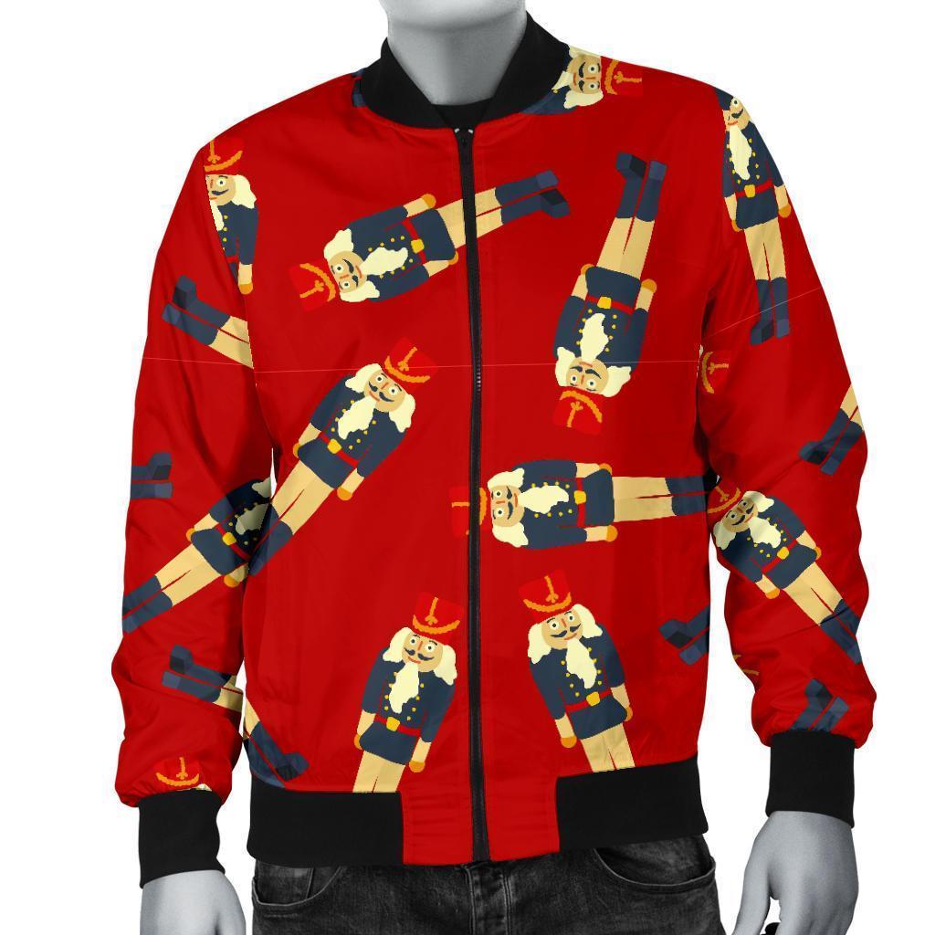 Nutcracker Red Pattern Print Men's Bomber Jacket-grizzshop