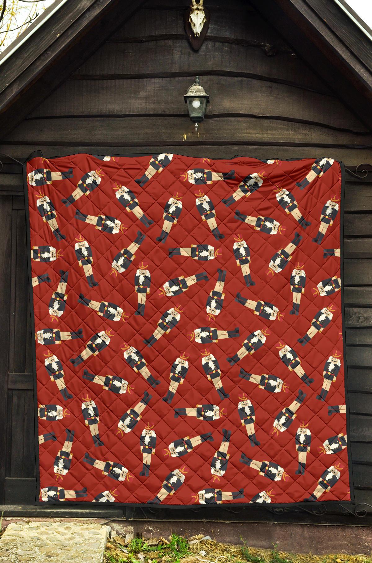 Nutcracker Red Pattern Print Quilt-grizzshop