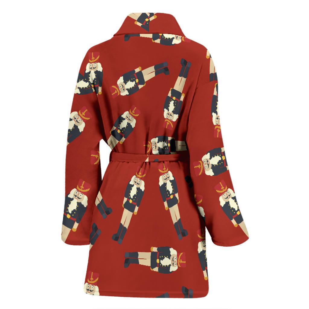 Nutcracker Red Pattern Print Women Long Robe-grizzshop