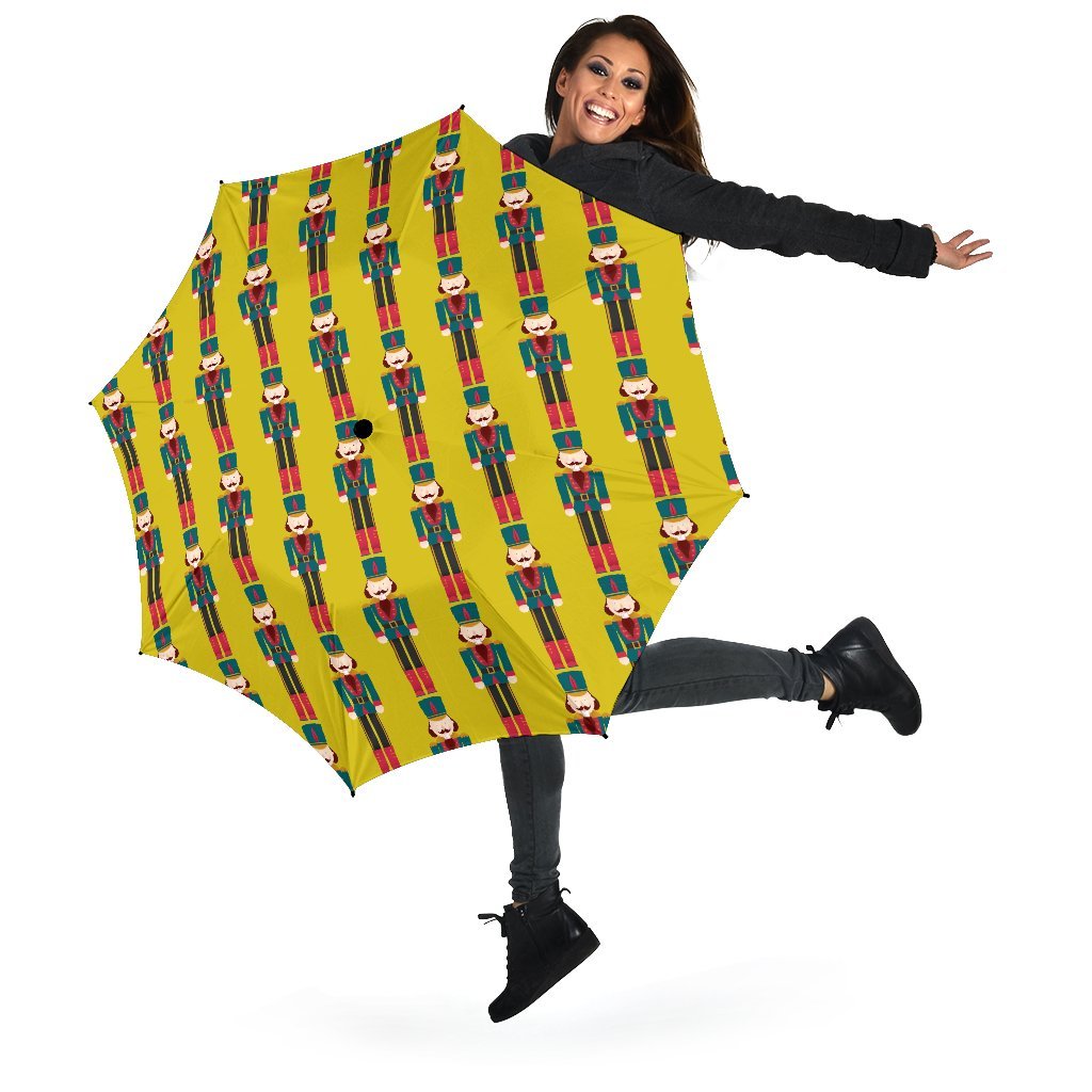 Nutcracker Yellow Pattern Print Automatic Foldable Umbrella-grizzshop