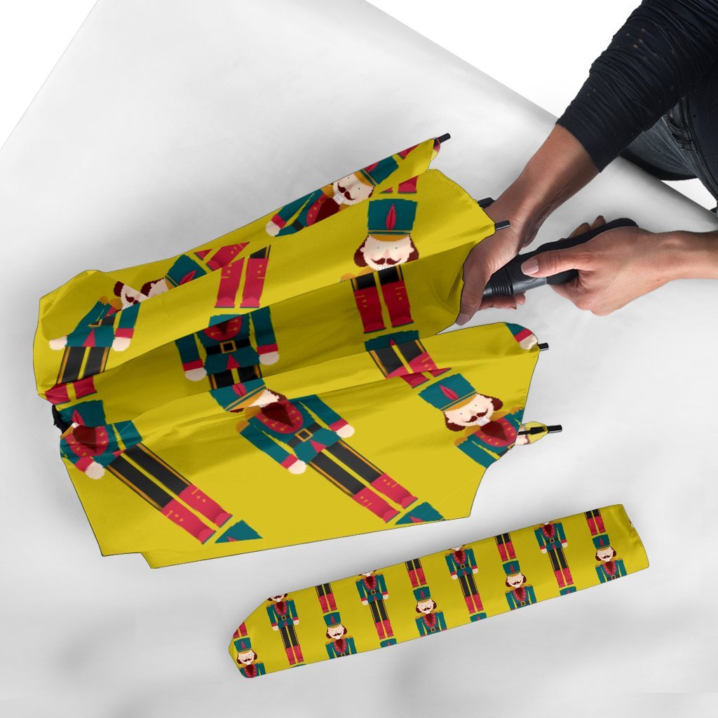 Nutcracker Yellow Pattern Print Automatic Foldable Umbrella-grizzshop
