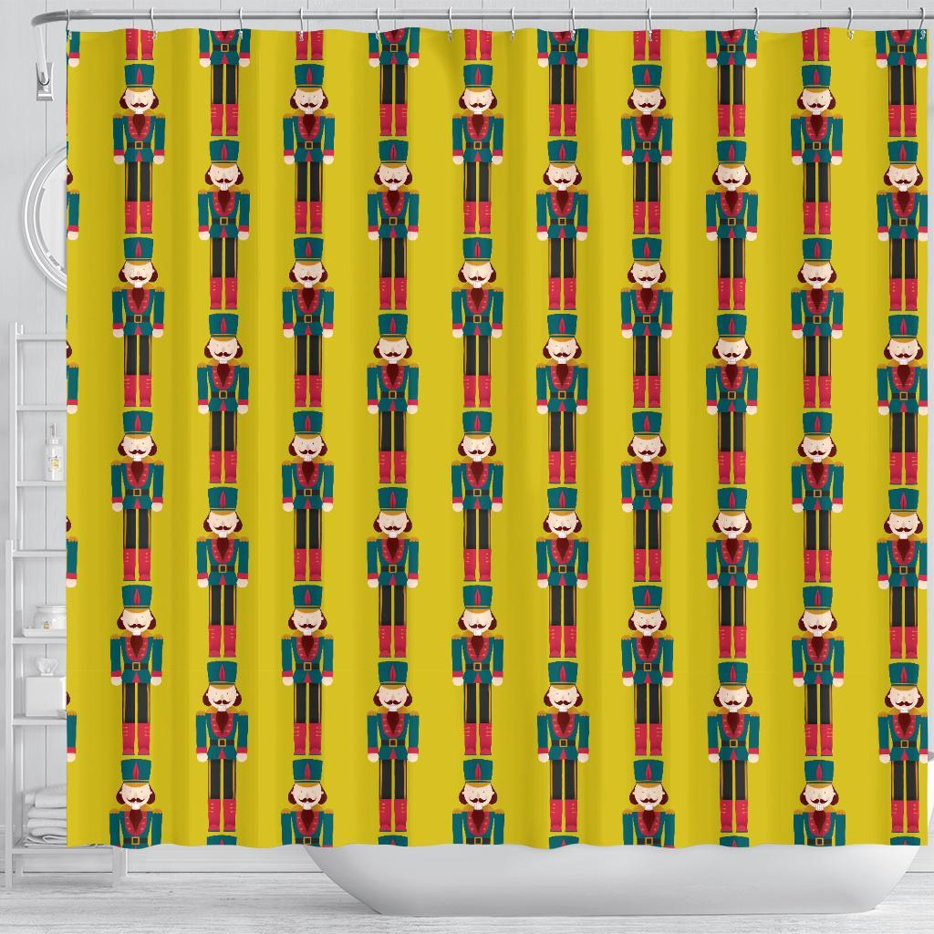 Nutcracker Yellow Pattern Print Bathroom Shower Curtain-grizzshop