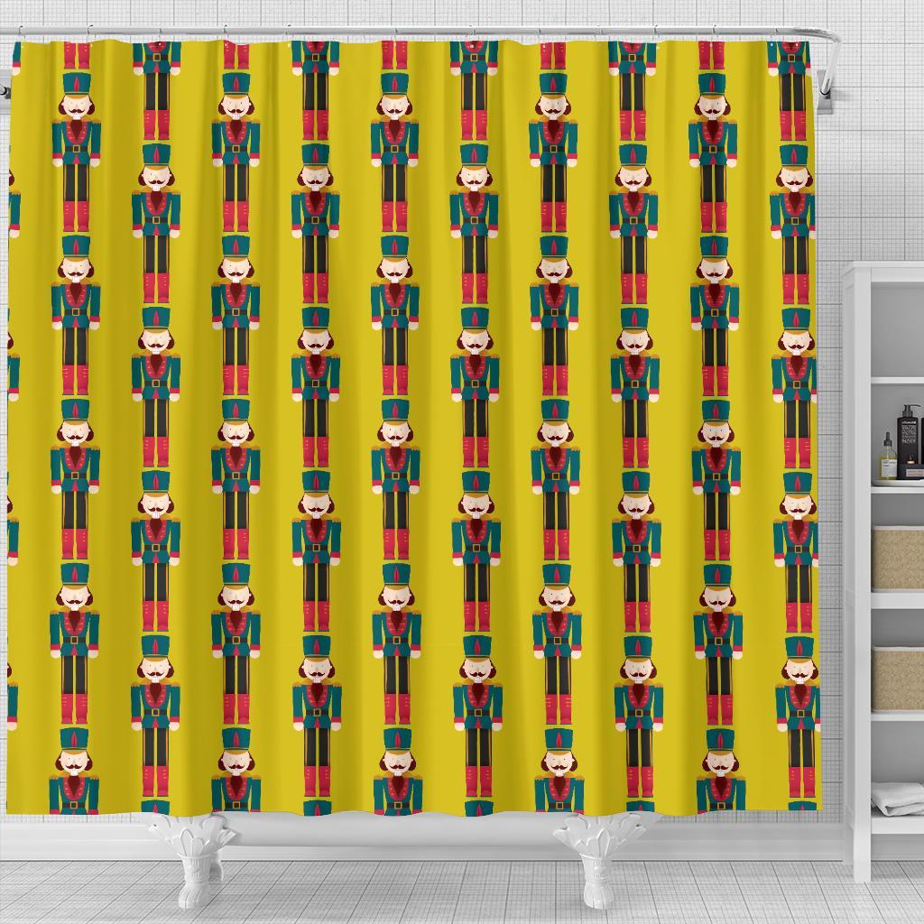 Nutcracker Yellow Pattern Print Bathroom Shower Curtain-grizzshop