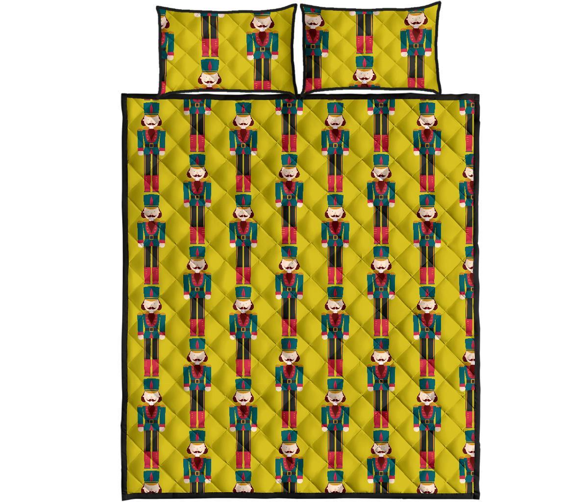 Nutcracker Yellow Pattern Print Bed Set Quilt-grizzshop