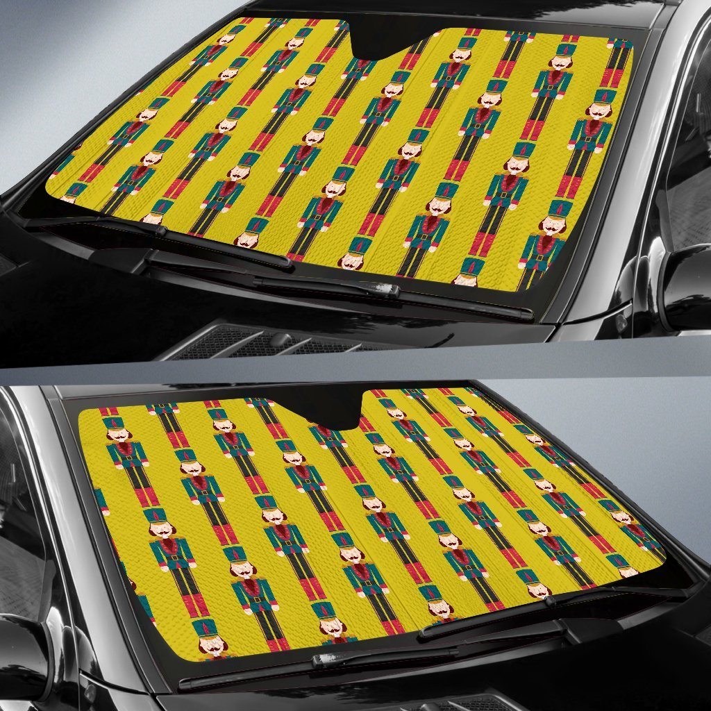 Nutcracker Yellow Pattern Print Car Sun Shade-grizzshop