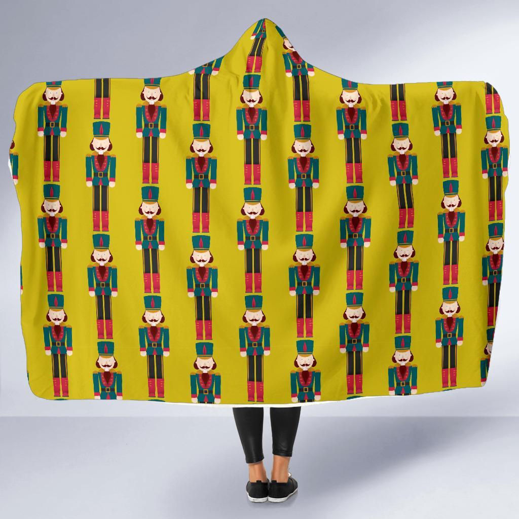 Nutcracker Yellow Pattern Print Hooded Blanket-grizzshop