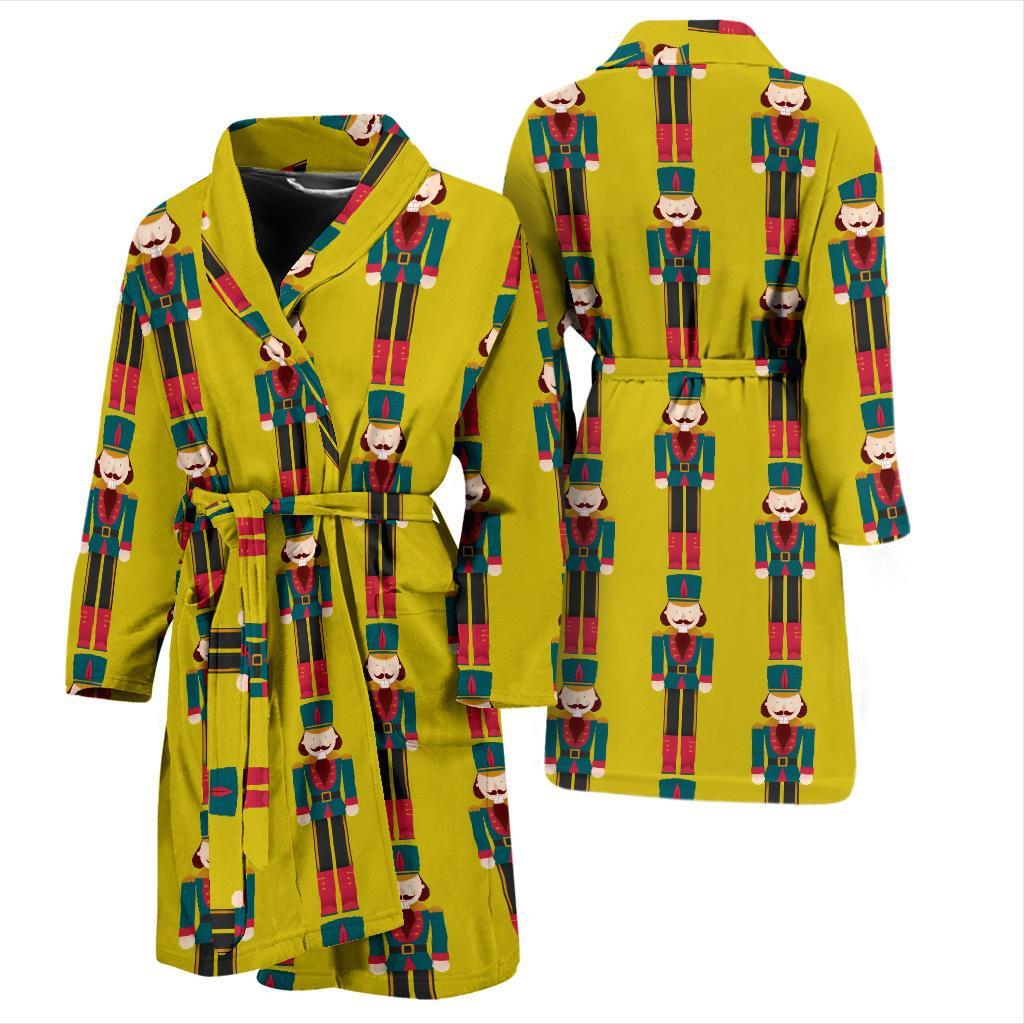 Nutcracker Yellow Pattern Print Men Long Robe-grizzshop