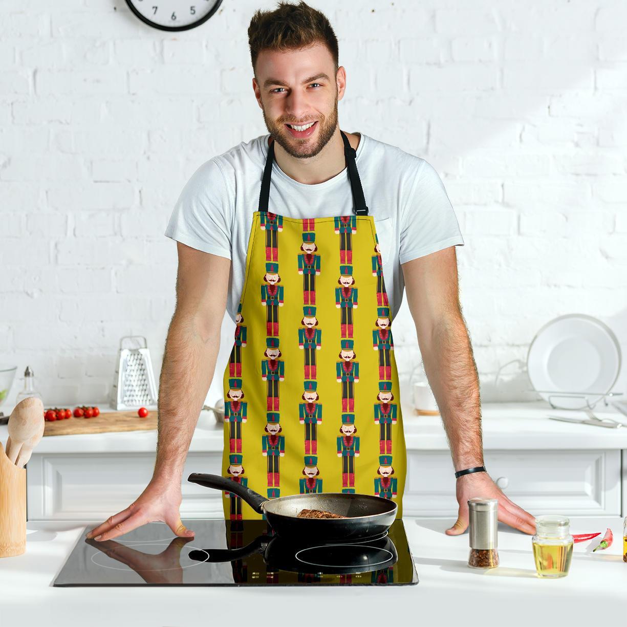 Nutcracker Yellow Pattern Print Men's Apron-grizzshop