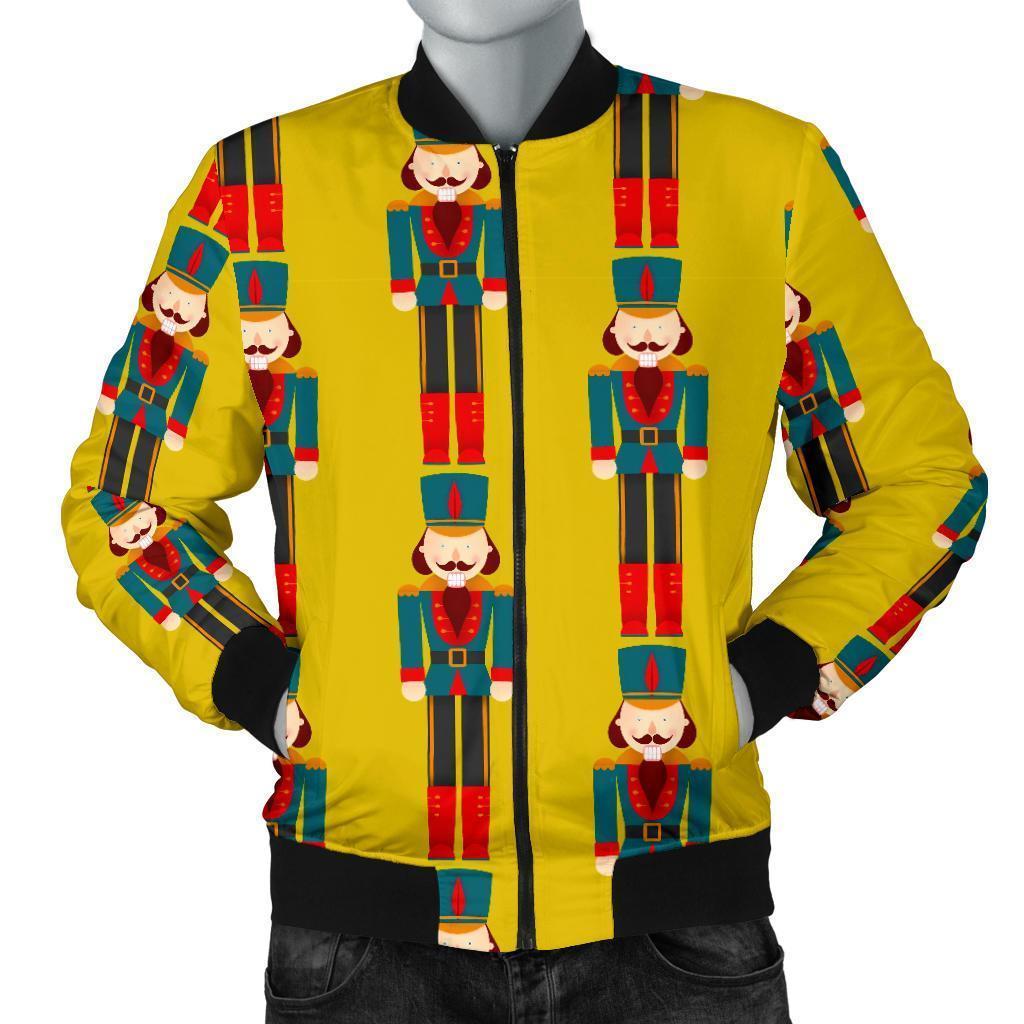 Nutcracker Yellow Pattern Print Men's Bomber Jacket-grizzshop