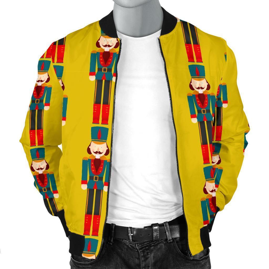 Nutcracker Yellow Pattern Print Men's Bomber Jacket-grizzshop