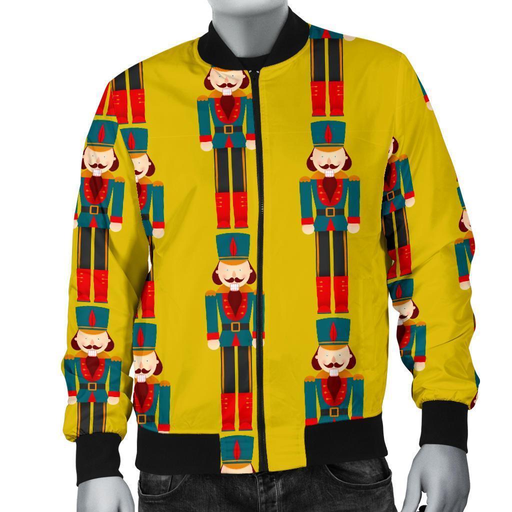 Nutcracker Yellow Pattern Print Men's Bomber Jacket-grizzshop