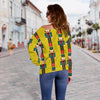 Nutcracker Yellow Pattern Print Women Off Shoulder Sweatshirt-grizzshop