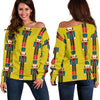Load image into Gallery viewer, Nutcracker Yellow Pattern Print Women Off Shoulder Sweatshirt-grizzshop