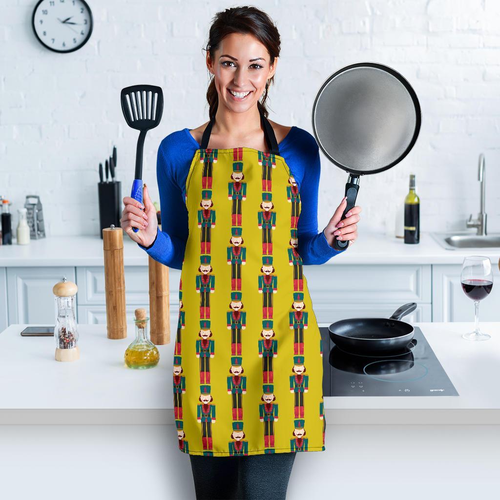 Nutcracker Yellow Pattern Print Women's Apron-grizzshop