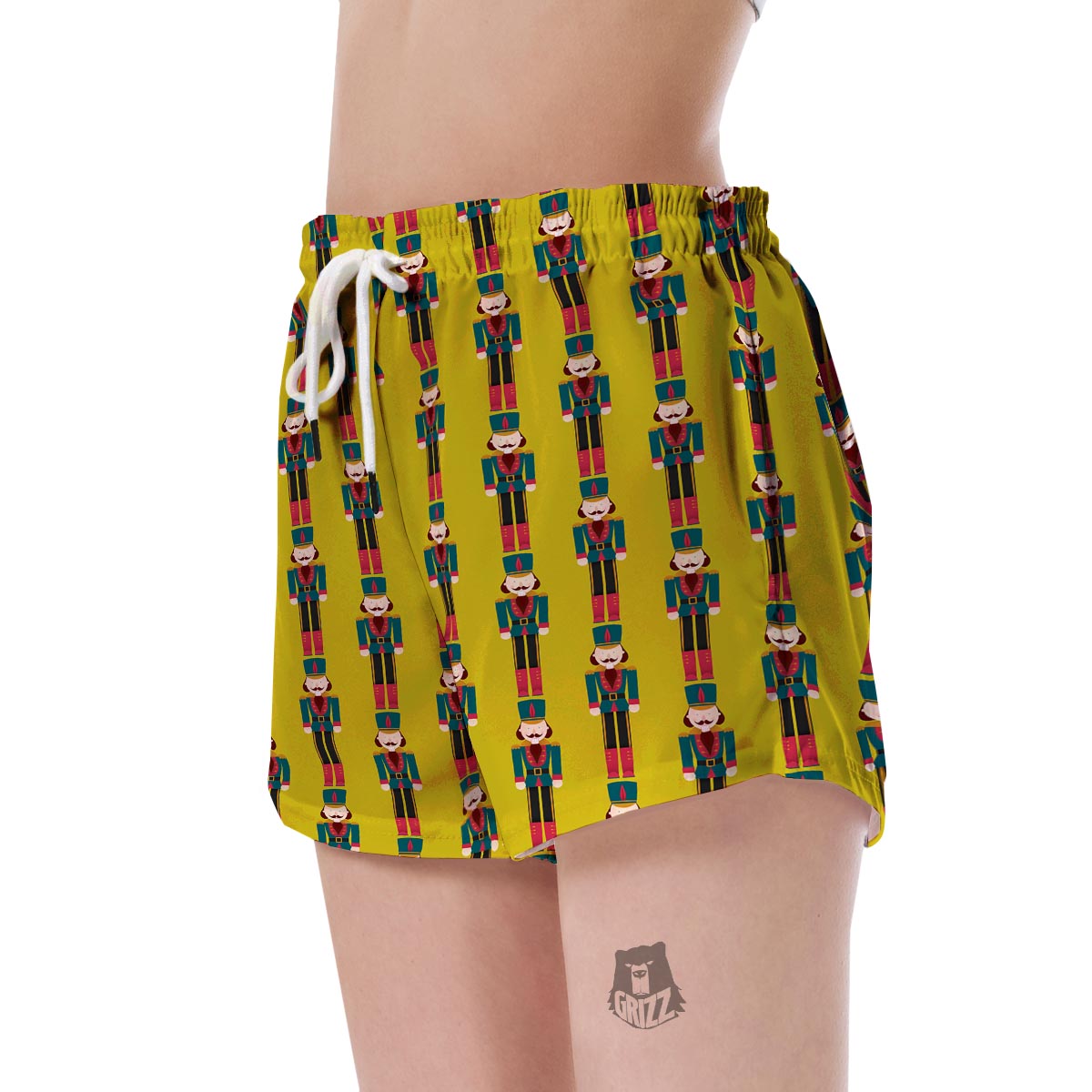 Nutcracker Yellow Pattern Print Women's Shorts-grizzshop