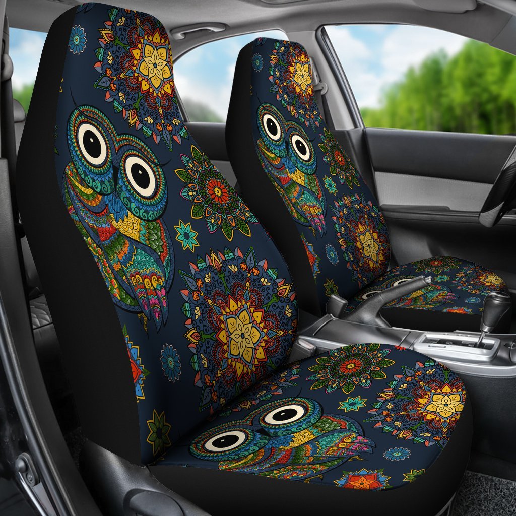 OWL MANDALA NAVY CAR SEAT COVER UNIVERSAL FIT-grizzshop