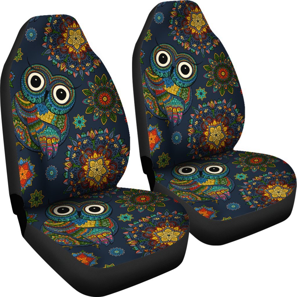 OWL MANDALA NAVY CAR SEAT COVER UNIVERSAL FIT-grizzshop