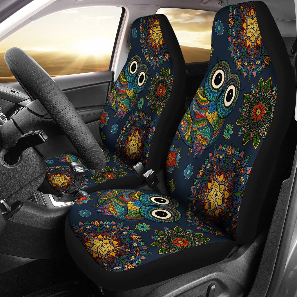 OWL MANDALA NAVY CAR SEAT COVER UNIVERSAL FIT-grizzshop
