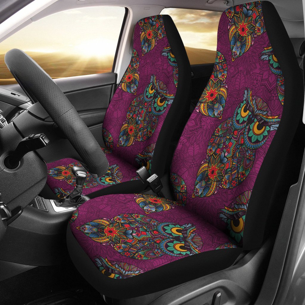 OWL MANDALA RED CAR SEAT COVER UNIVERSAL FIT-grizzshop