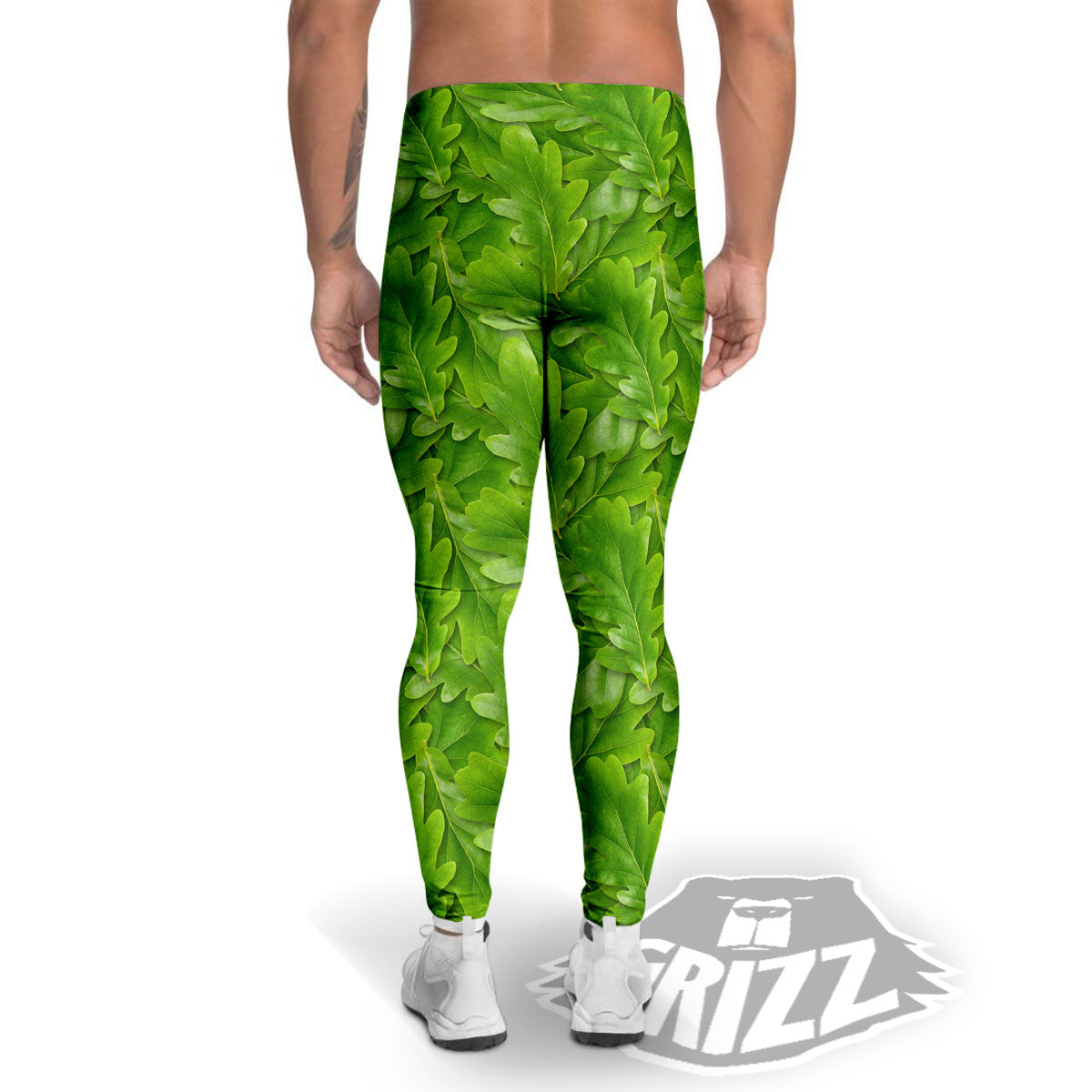 Oak Leaf Green Print Men's Leggings-grizzshop