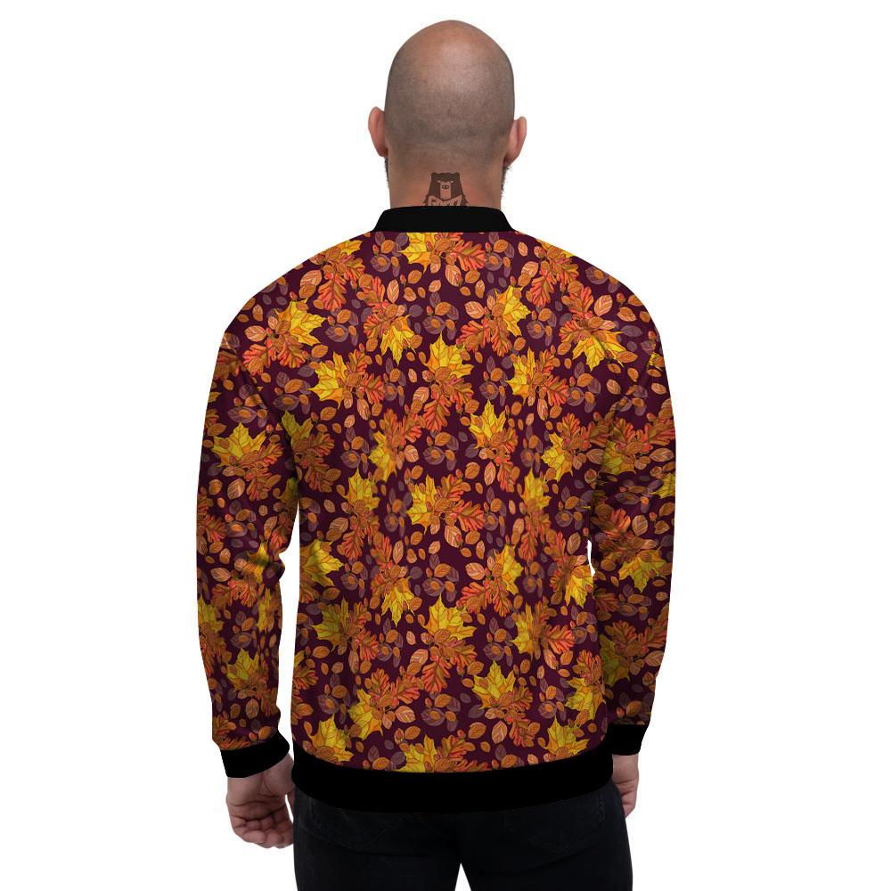 Oak Maple Print Pattern Men's Bomber Jacket-grizzshop