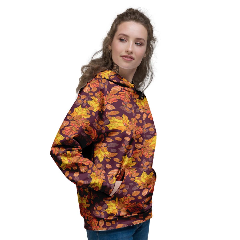Oak Maple Print Pattern Women's Hoodie-grizzshop