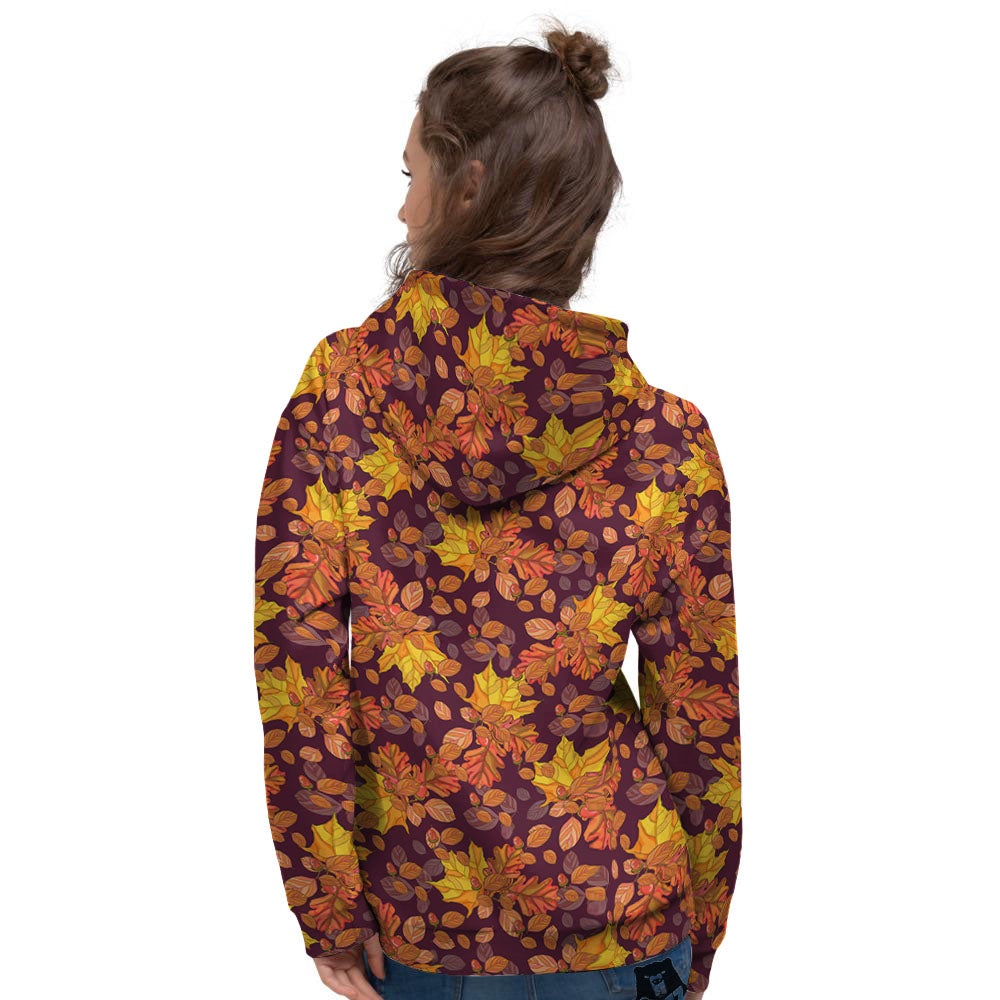 Oak Maple Print Pattern Women's Hoodie-grizzshop