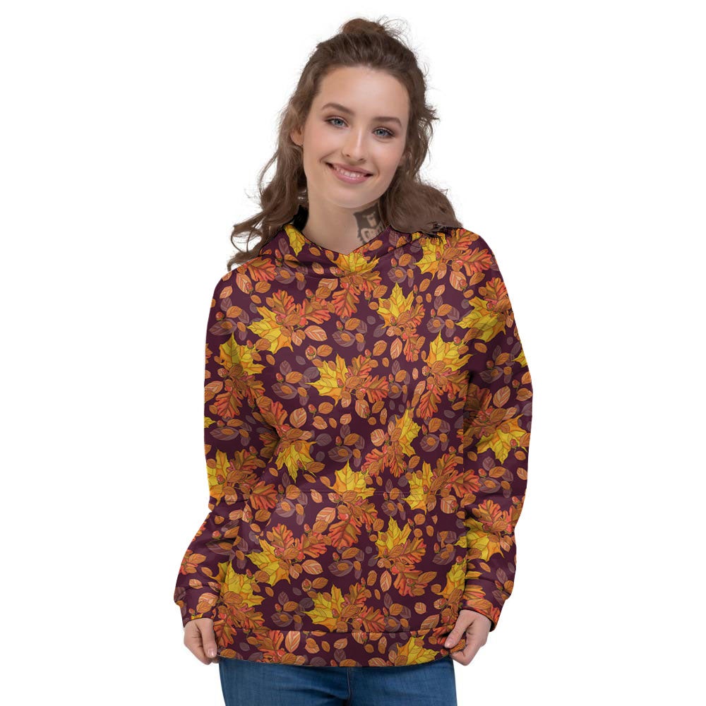 Oak Maple Print Pattern Women's Hoodie-grizzshop