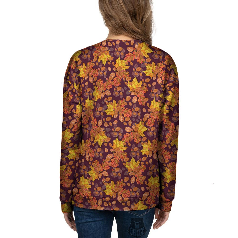 Oak Maple Print Pattern Women's Sweatshirt-grizzshop