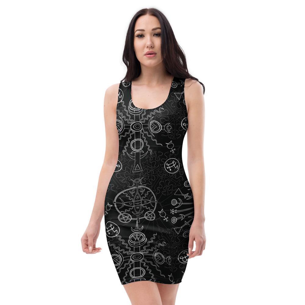 Occult Witch Gothic Bodycon Dress-grizzshop