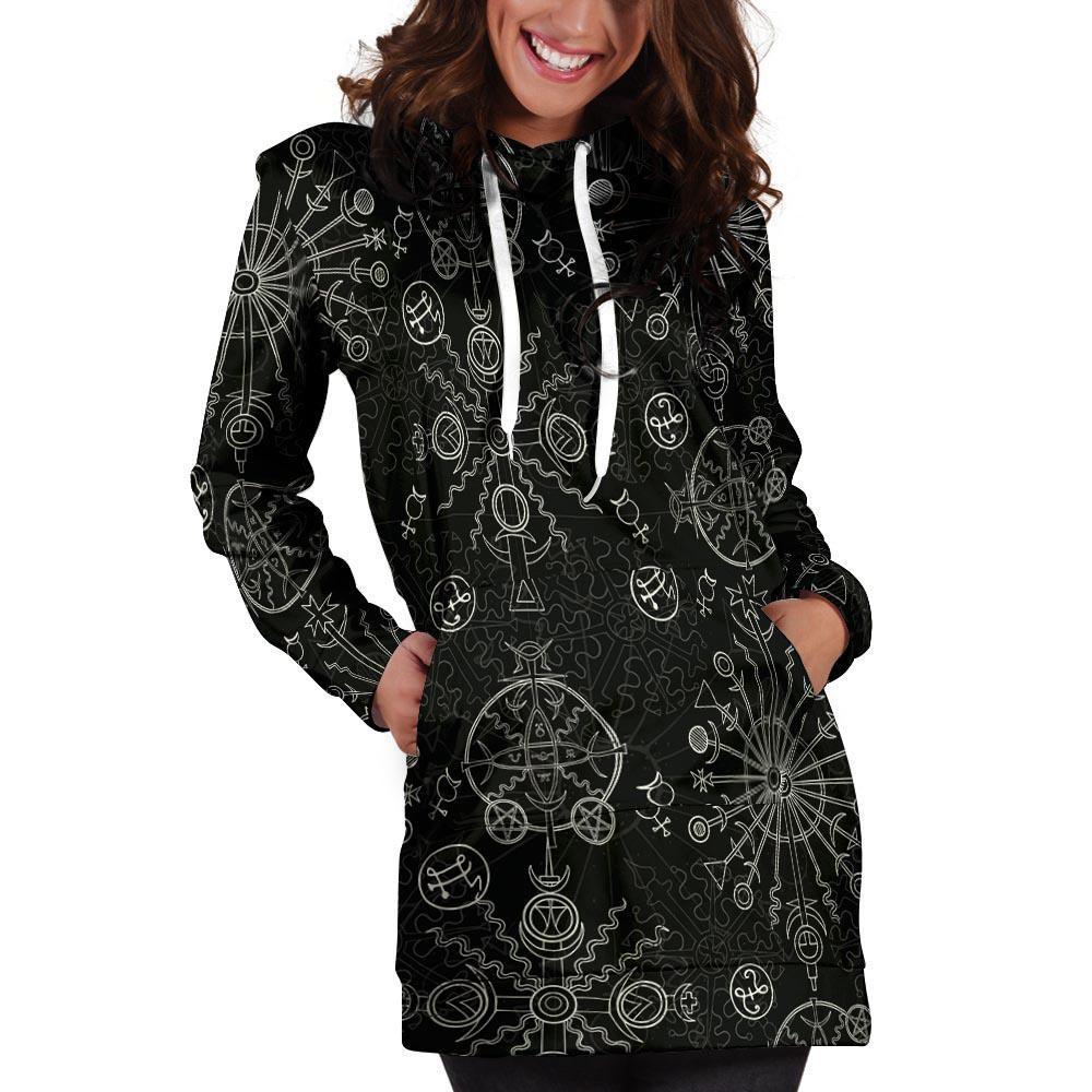 Occult Witch Gothic Hoodie Dress-grizzshop