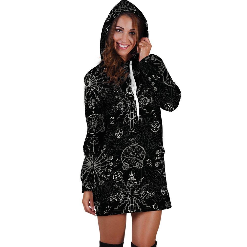 Occult Witch Gothic Hoodie Dress-grizzshop