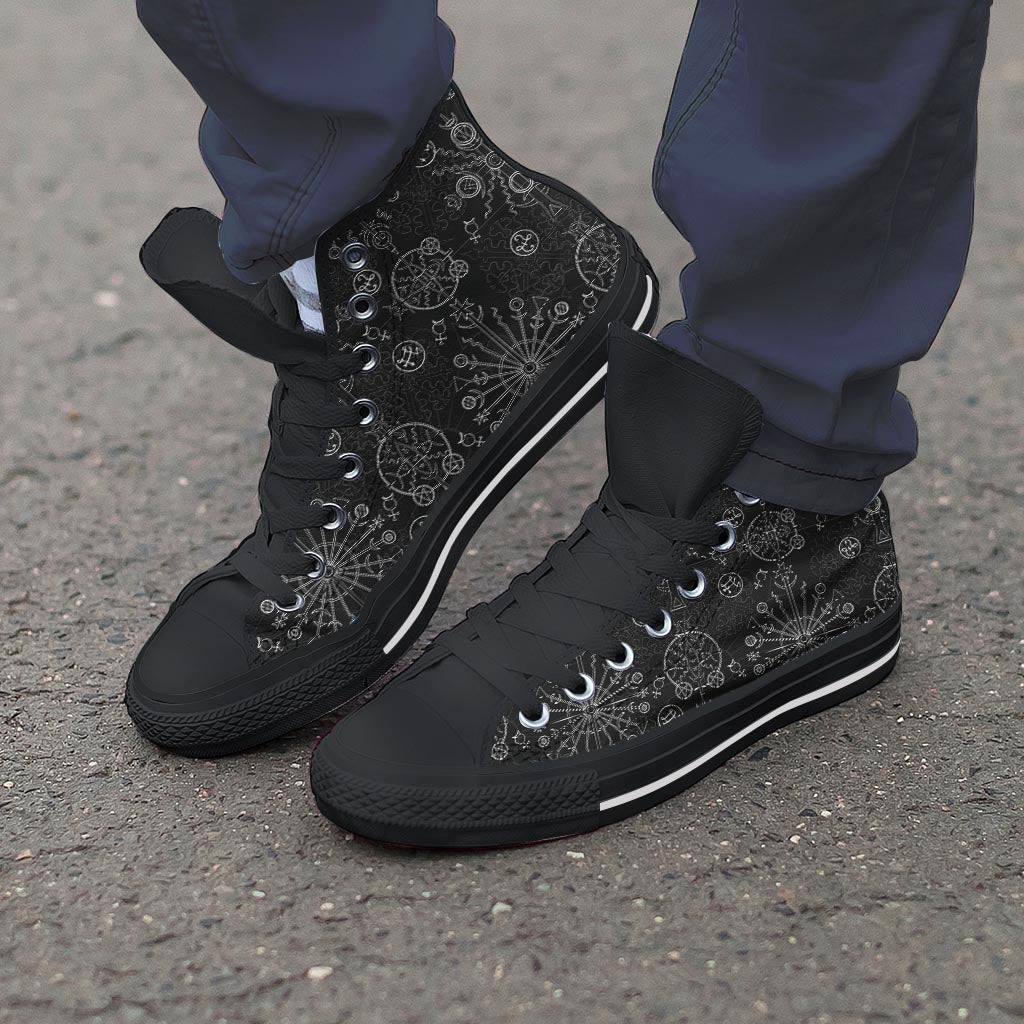 Occult Witch Gothic Men's High Top Shoes-grizzshop