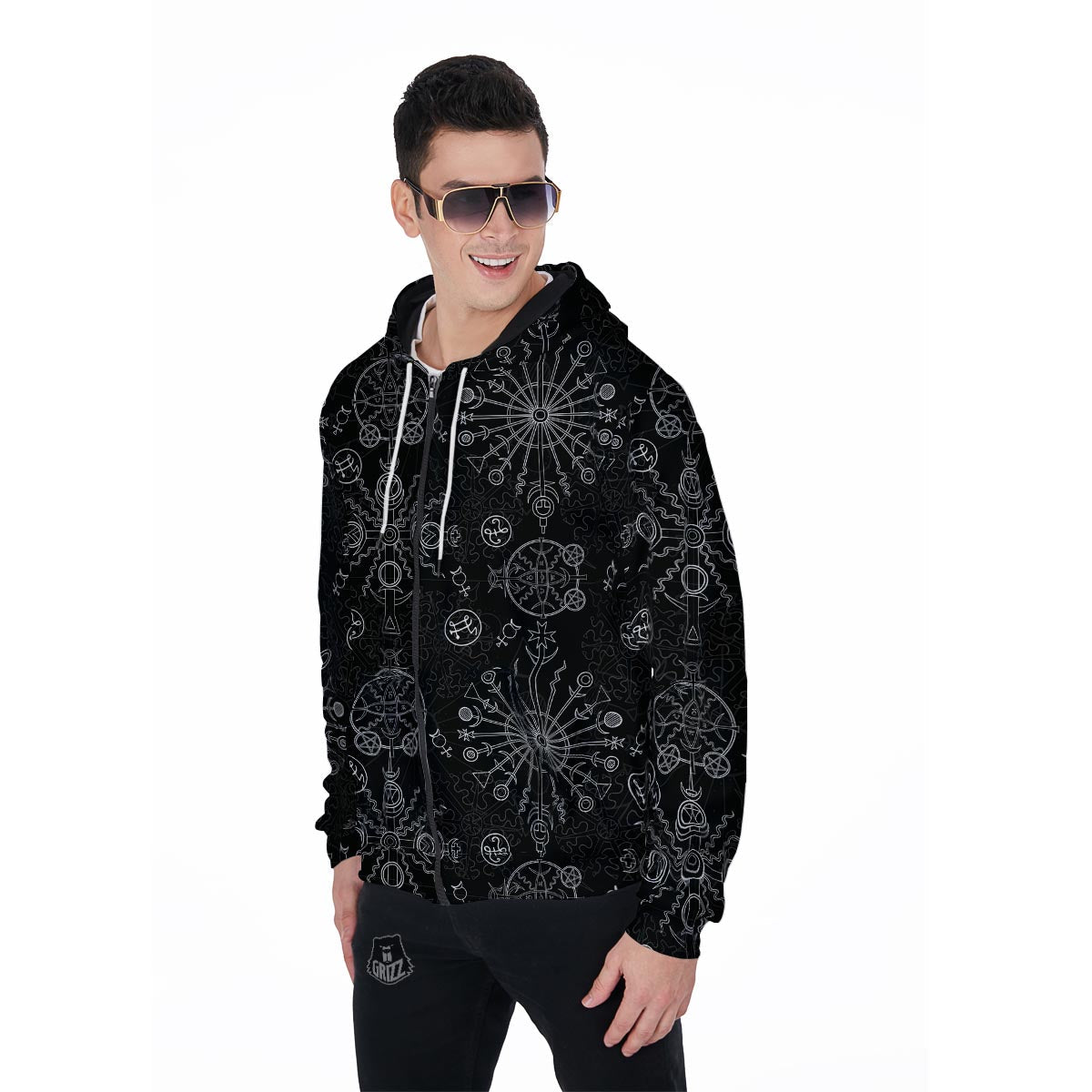 Occult Witch Gothic Men's Zip Up Hoodie-grizzshop