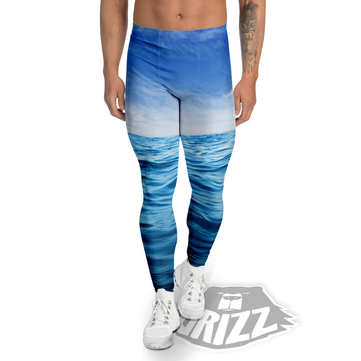 Ocean Blue Print Men's Leggings-grizzshop