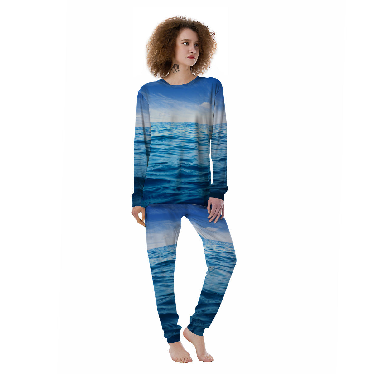 Ocean Blue Print Women's Pajamas-grizzshop
