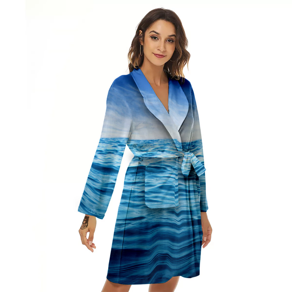 Ocean Blue Print Women's Robe-grizzshop