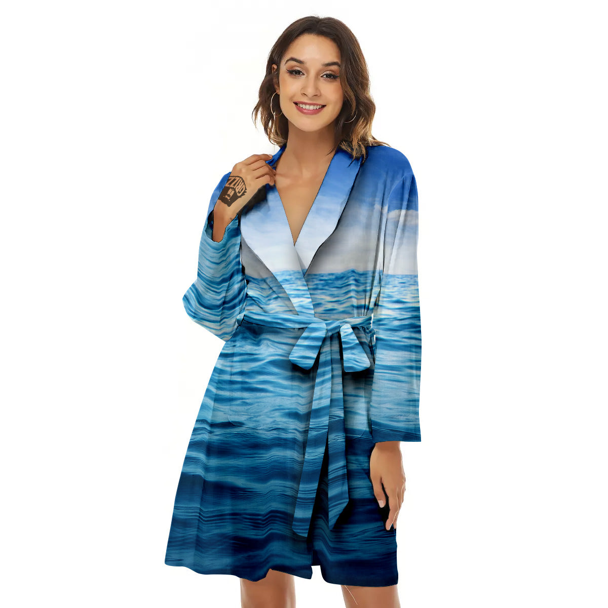 Ocean Blue Print Women's Robe-grizzshop