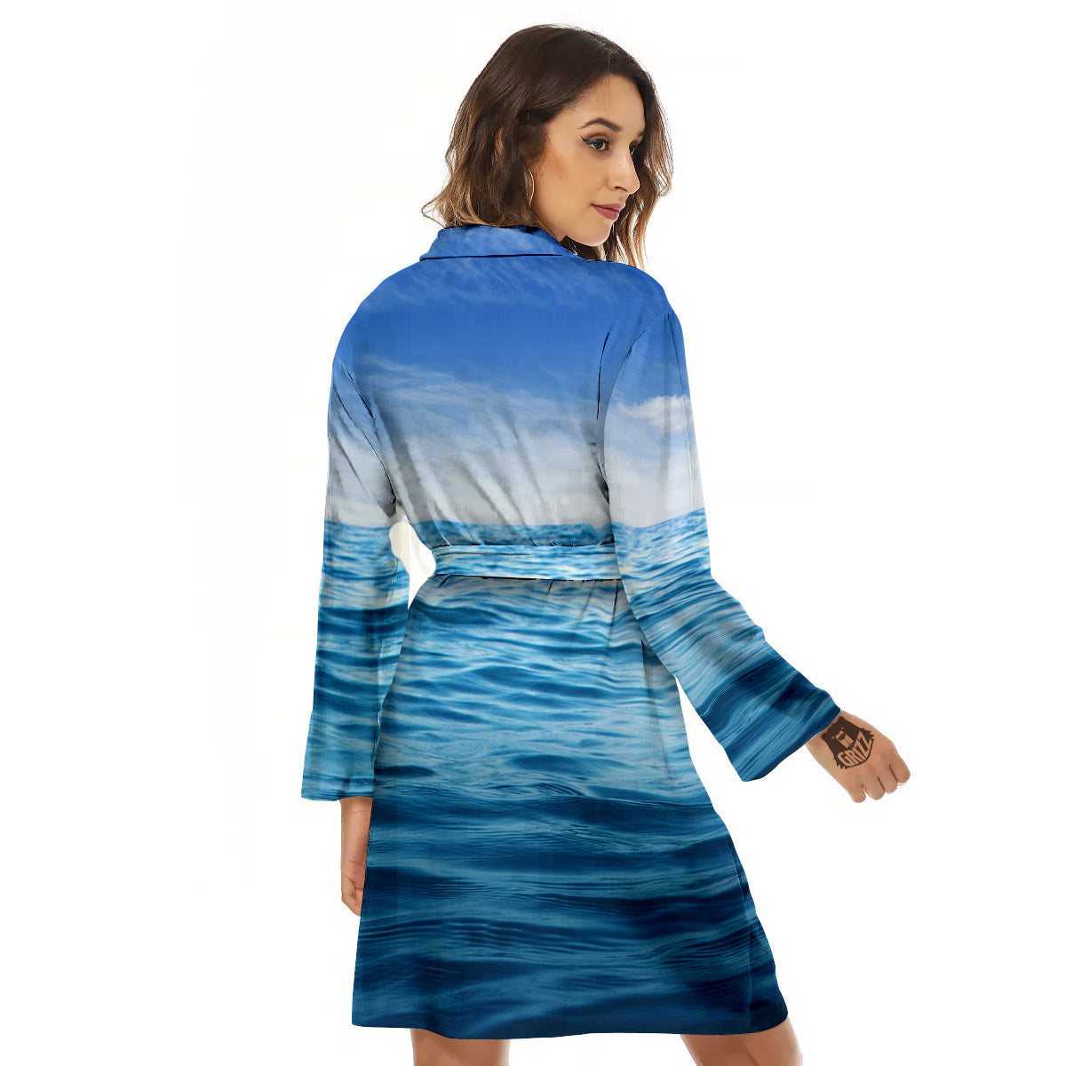 Ocean Blue Print Women's Robe-grizzshop