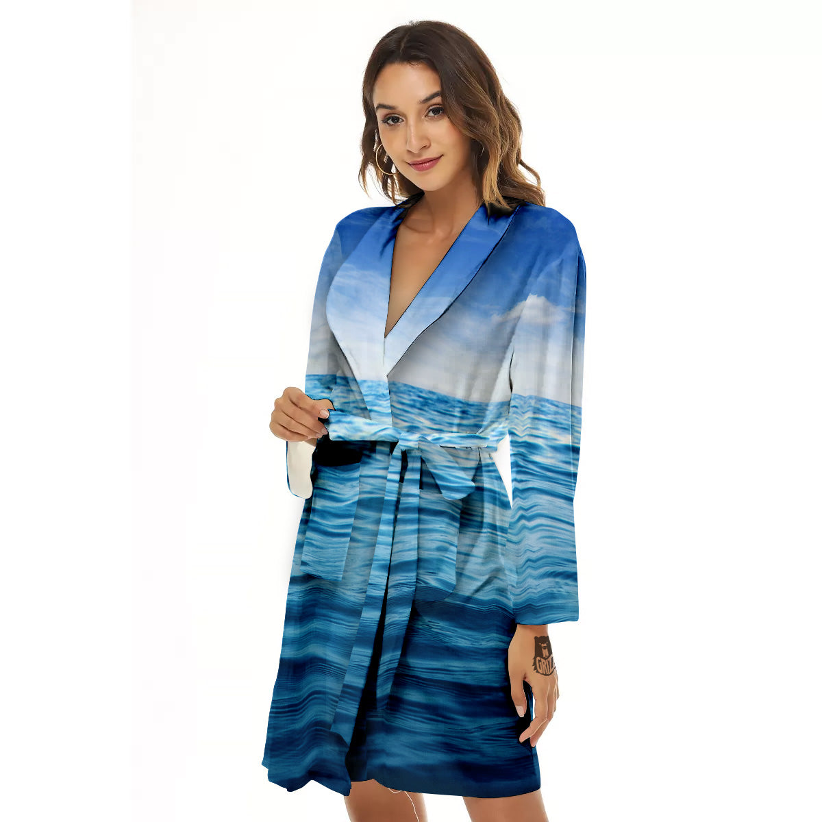 Ocean Blue Print Women's Robe-grizzshop