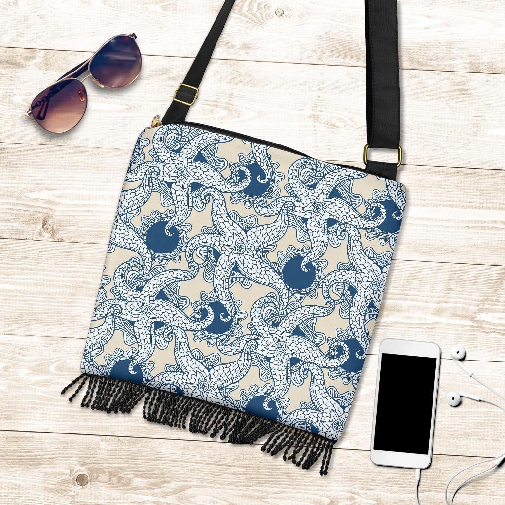 Ocean Octopus Pattern Print Crossbody Bags-grizzshop