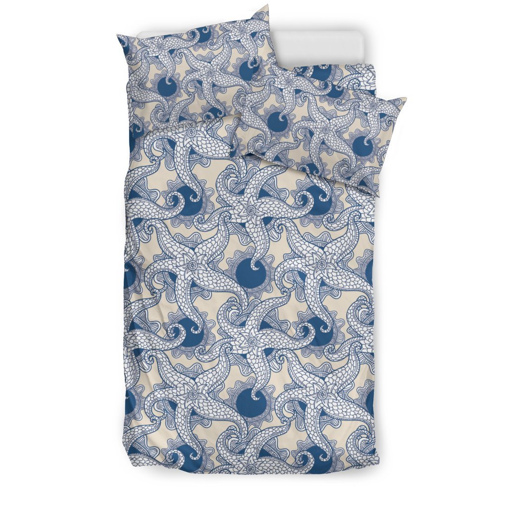 Ocean Octopus Pattern Print Duvet Cover Bedding Set-grizzshop