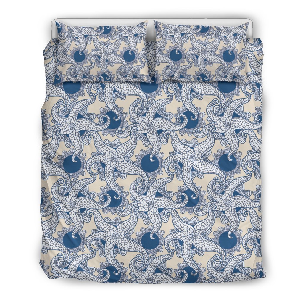 Ocean Octopus Pattern Print Duvet Cover Bedding Set-grizzshop