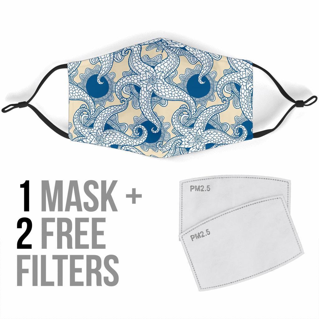 Ocean Octopus Pattern Print Face Mask-grizzshop