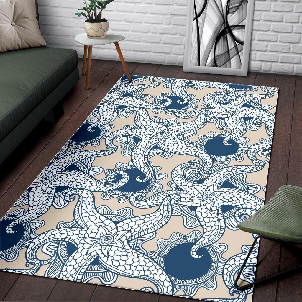 Ocean Octopus Pattern Print Floor Mat-grizzshop