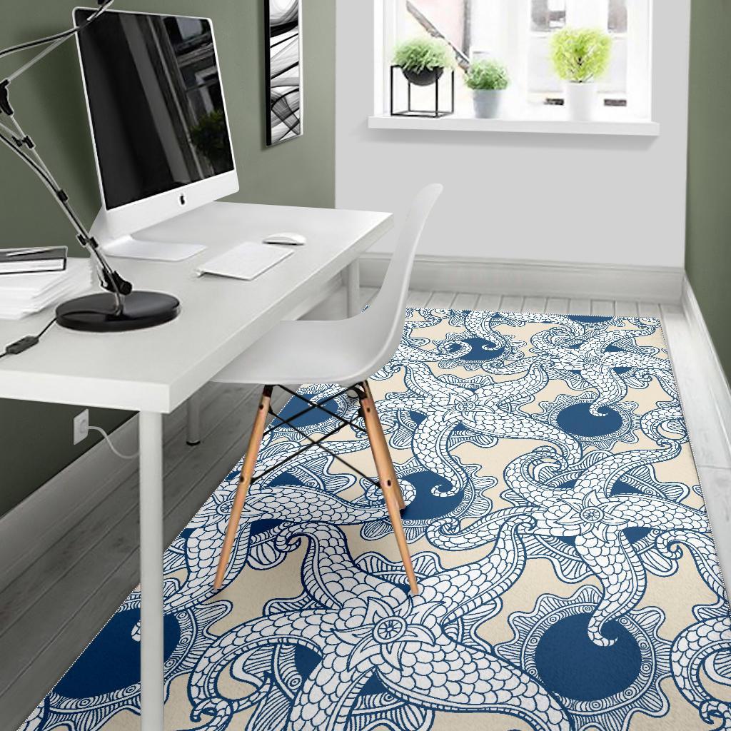 Ocean Octopus Pattern Print Floor Mat-grizzshop