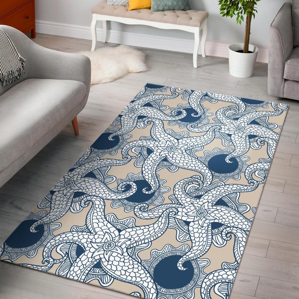 Ocean Octopus Pattern Print Floor Mat-grizzshop