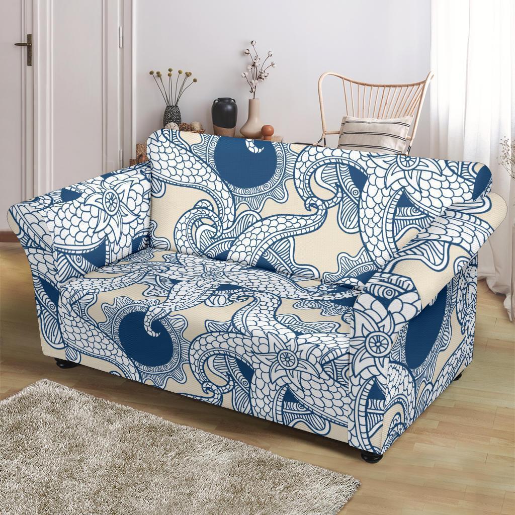 Ocean Octopus Pattern Print Loveseat Cover-grizzshop